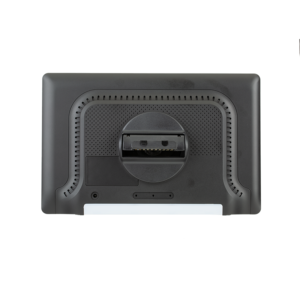 Rear view of a 10.1 inch taxi headrest display showing the speaker and mounting structure