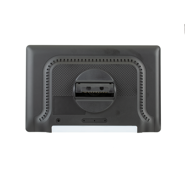 Rear view of a 10.1 inch taxi headrest display showing the speaker and mounting structure